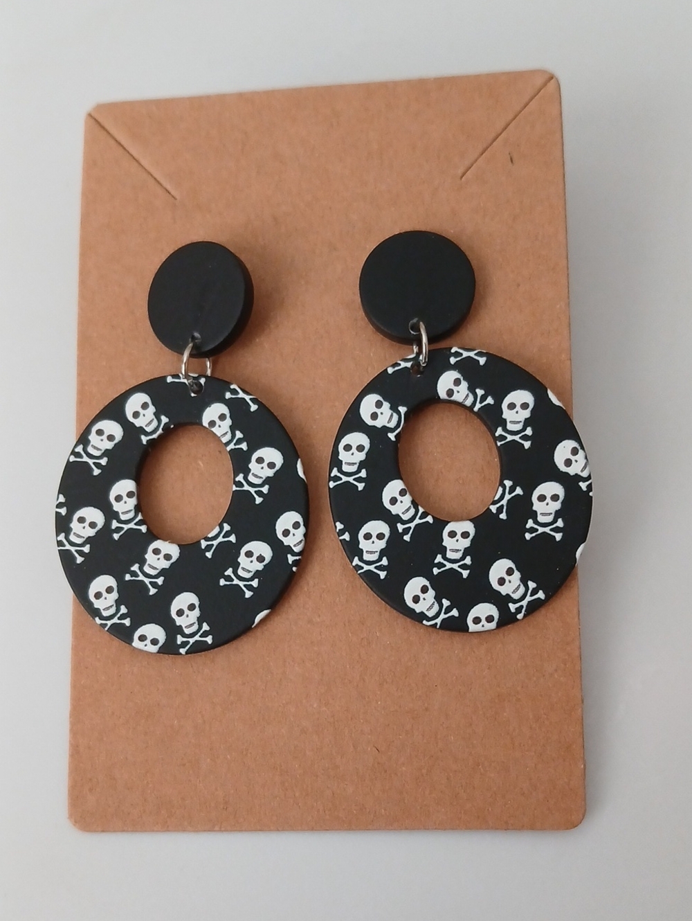 Fashion Jewelry Black Skull Hoop Earrings